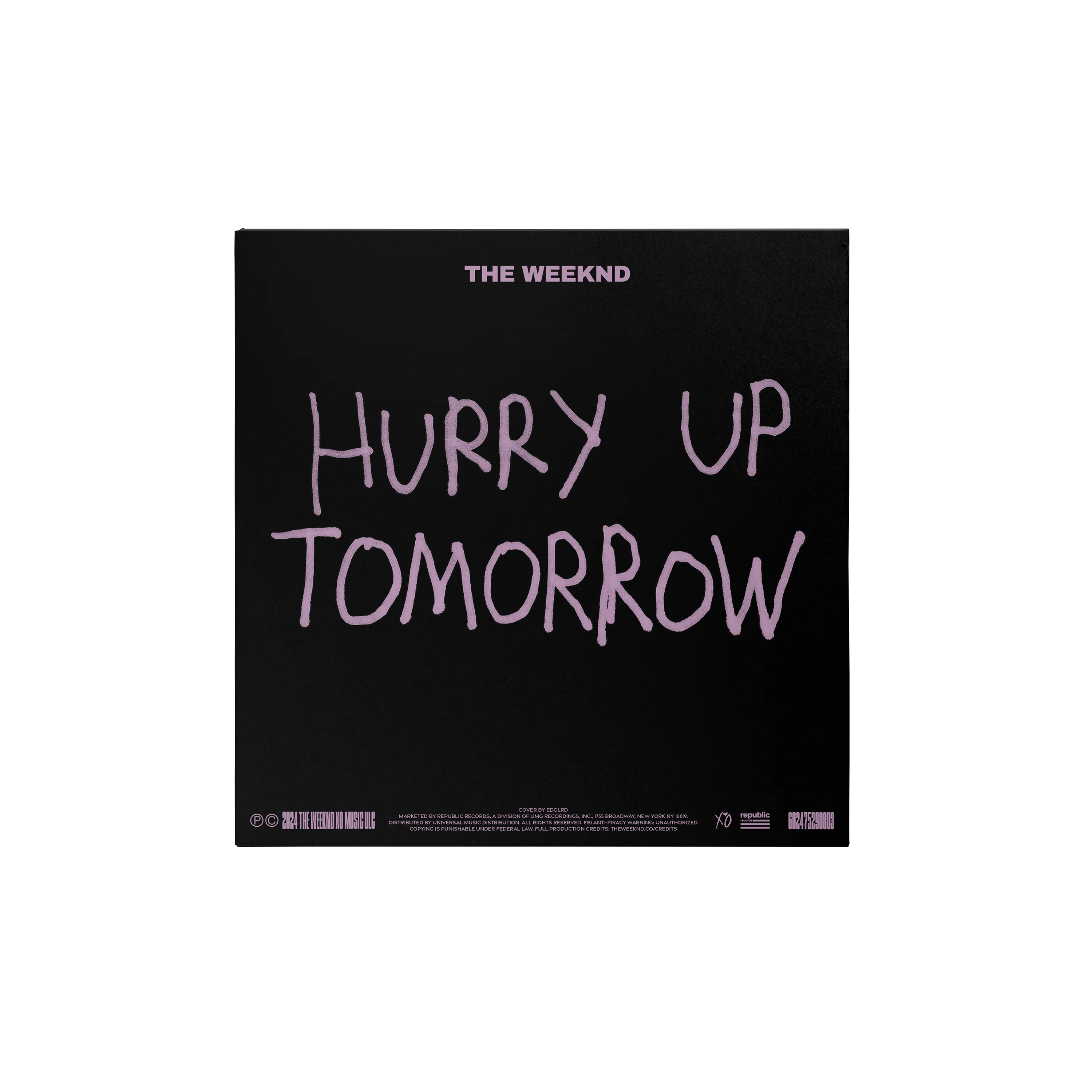THE WEEKND X HARMONY KORINE FOR EDGLRD ‘HURRY UP TOMORROW’ COLLECTOR’S EDITION VINYL BACK